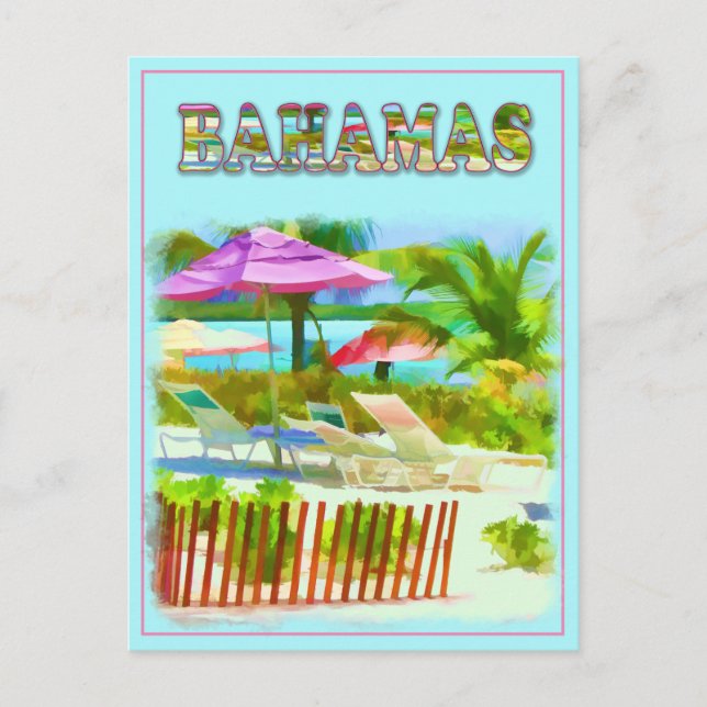 Cartão Postal Painterly Tropical Bahama Beach Scene (Frente)