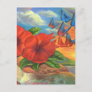 Cartão Postal Painting - Paisagem da Borboleta Fantasia - Multi