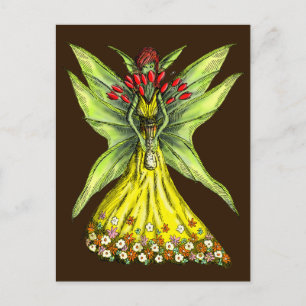 Cartão Postal País das fadas com buquê da flor