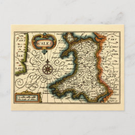 Cartão Postal País de Gales - Antigo e Histórico Mapa do Atlas B