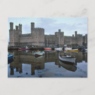 Cartão Postal País de Gales, castelo Caernarfon, um dos