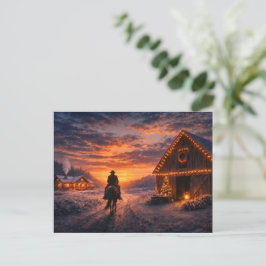 Cartão Postal País do Natal Caubói Western Voltando para Casa 