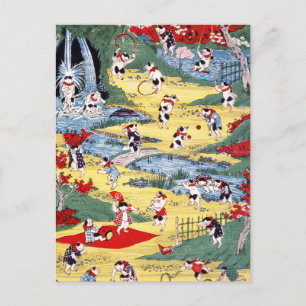 Cartão Postal País dos Gatos Japoneses, Utagawa Kunitoshi
