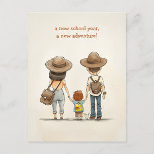 Cartão Postal Pais e Criança Escolar