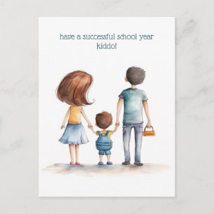 Cartão Postal Pais e Criança Escolar