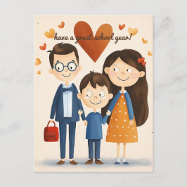 Cartão Postal Pais e Criança Escolar