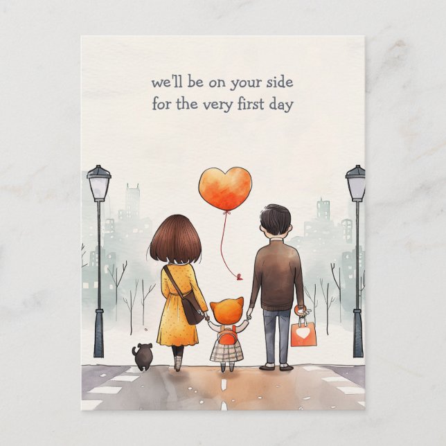 Cartão Postal Pais e Criança Escolar (Frente)