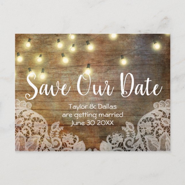 Cartão Postal País Rústico | Madeira Vintage | Marrom (Frente)