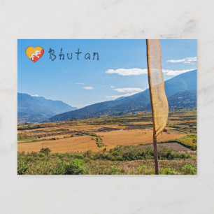 Cartão Postal Paisagem agrícola pitoresca no Butão rural