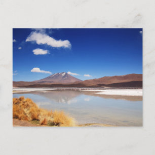 Cartão Postal Paisagem altiplano com vulcão na Bolívia