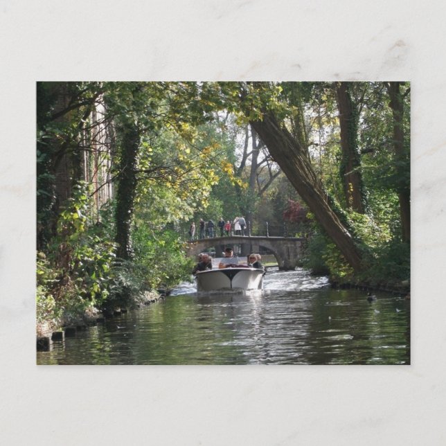 Cartão Postal Paisagem Canais e Barcos em Bruges City Belgium (Frente)