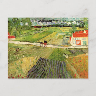 Cartão Postal Paisagem, Carruagem e Comboio de Vincent van Gogh