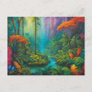 Cartão Postal Paisagem Colorida do Rio da Floresta Tropical
