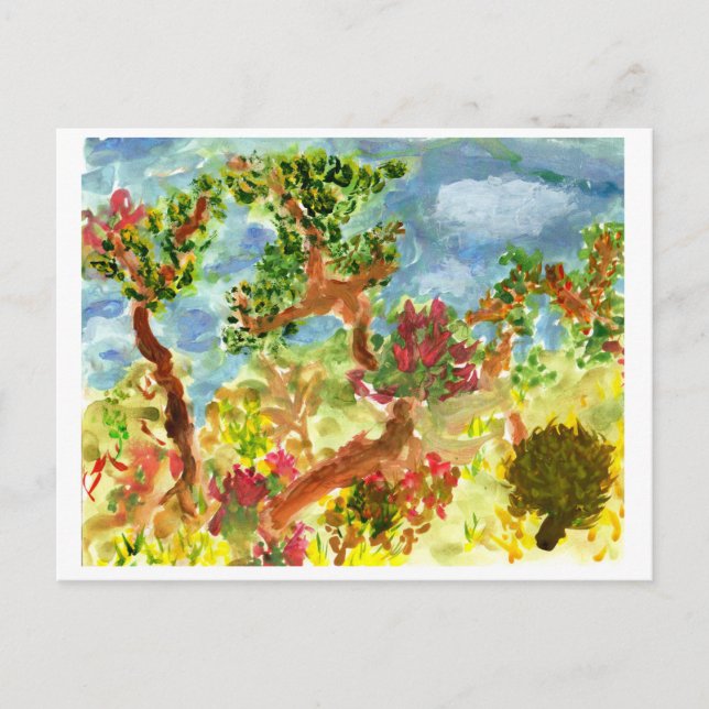 Cartão Postal Paisagem com árvores selvagens #1 postais (Frente)