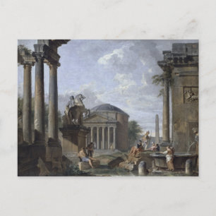Cartão Postal Paisagem com as ruínas romanas