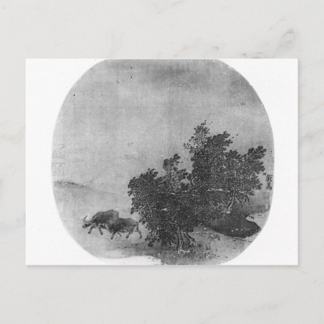 Cartão Postal Paisagem com búfalos d'água, dinastia Song (Frente)