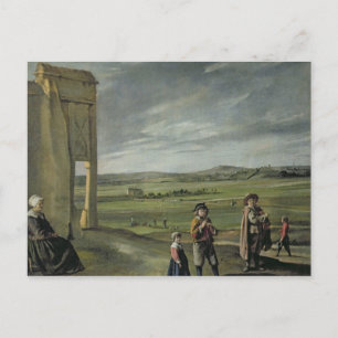 Cartão Postal Paisagem com camponeses, c.1640