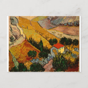 Cartão Postal Paisagem com House & Plowman, Vincent Van Gogh