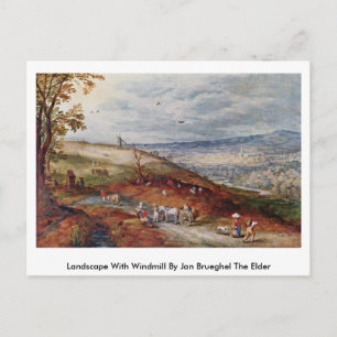 Cartão Postal Paisagem Com Moinho De Vento Por Jan Brueghel, O M