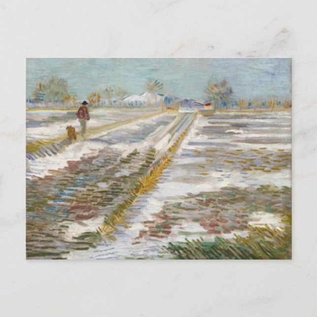 Cartão Postal Paisagem com Neve, Van Gogh Fine Art (Frente)