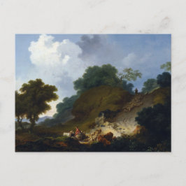 Cartão Postal Paisagem com Pastores por Fragonard