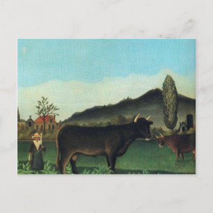 Cartão Postal Paisagem com uma vaca de Henri Rousseau