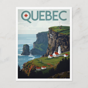 Cartão Postal Paisagem Costeira Canadense de Quebec Farol