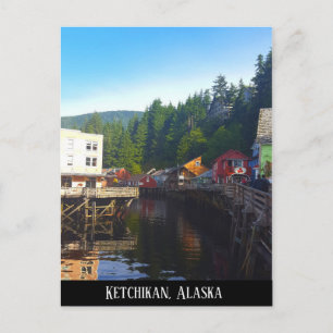 Cartão Postal Paisagem da Água da Cidade de Ketchikan Alasca