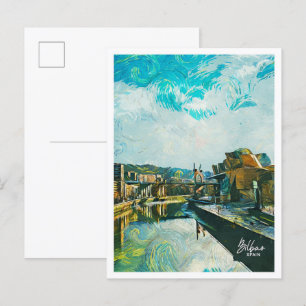 Cartão Postal Paisagem da cidade de pintura petrolífera de Espan