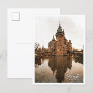 Cartão Postal Paisagem da Cidade do Lápis de Cor Neerlandês Utre