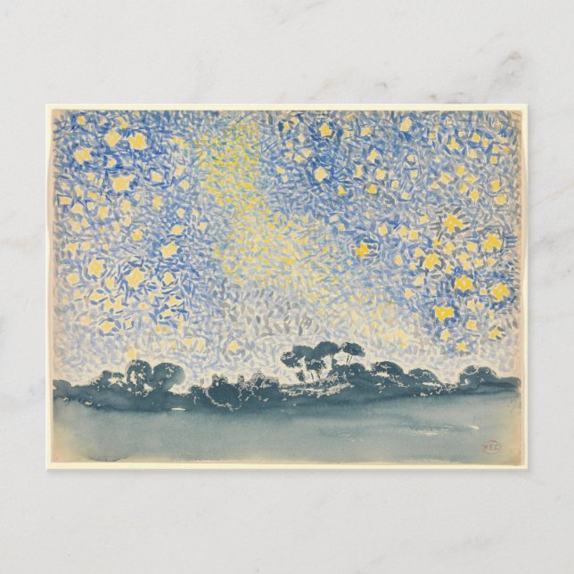 Cartão Postal Paisagem da Cruz Henri-Edmond com Estrelas (Frente)