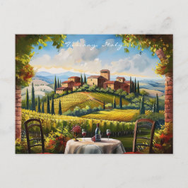 Cartão Postal Paisagem da Pintura da Toscana | Itália Viagem Art