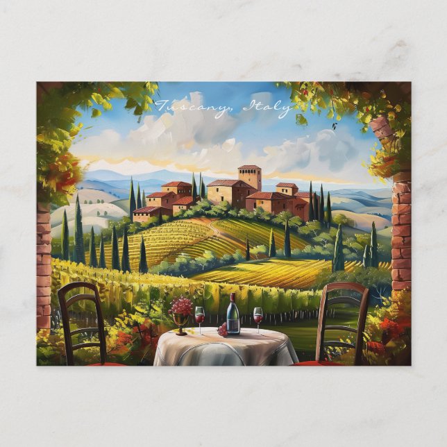 Cartão Postal Paisagem da Pintura da Toscana | Itália Viagem Art (Frente)