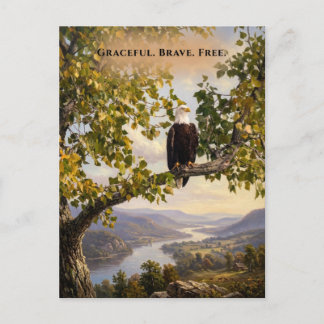 Cartão Postal Paisagem de Águia Livre e Corajosa com Mensagem Pe