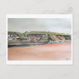 Cartão Postal Paisagem de Bude Cornwall – Arte Costeira em Aquar