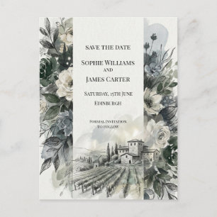 Cartão Postal Paisagem de Cardo Cinza - Salvar Data de Casamento