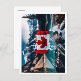 Cartão Postal Paisagem de Cultura do Canadá com bandeira