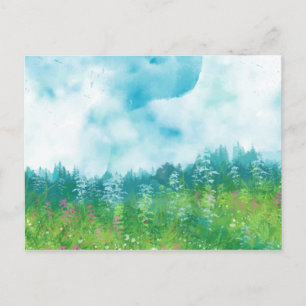 Cartão Postal Paisagem de Fazenda de Aquarela 4