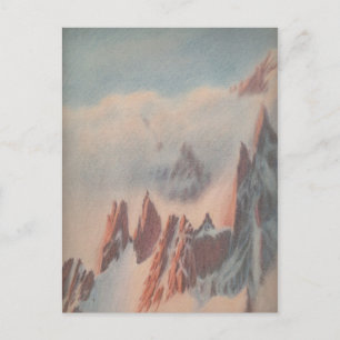 Cartão Postal Paisagem de geleiras de montanha com desenho de pa