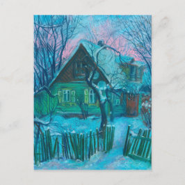 Cartão Postal Paisagem de inverno Antiga Casa de Algodão Pintura