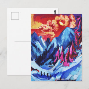 Cartão Postal Paisagem de Inverno de Kirchner ao Luar Arte Fina