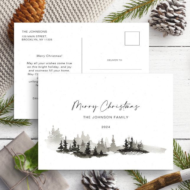 Cartão Postal Paisagem de Inverno Monocromática de Natal Não Fot (Criador carregado)