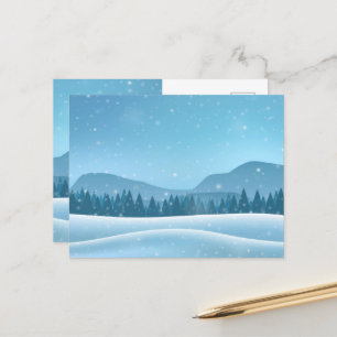 Cartão Postal Paisagem de Inverno Nevado