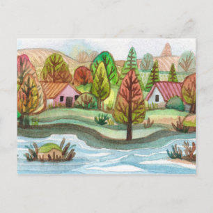 Cartão Postal Paisagem de Lago da Ilha Miniatura