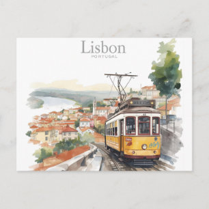 Cartão Postal Paisagem de Lisboa Portugal - Arte de Viagem de Bo