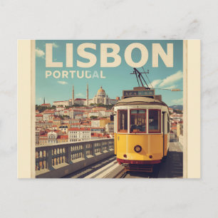 Cartão Postal Paisagem de Lisboa Portugal - Arte de Viagem em Bo
