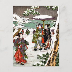 Cartão Postal Paisagem de Neve Japonesa