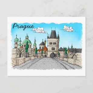 Cartão Postal paisagem de Praga, Ponte Charles