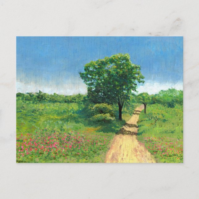 Cartão Postal Paisagem de Primavera Rústica (Frente)