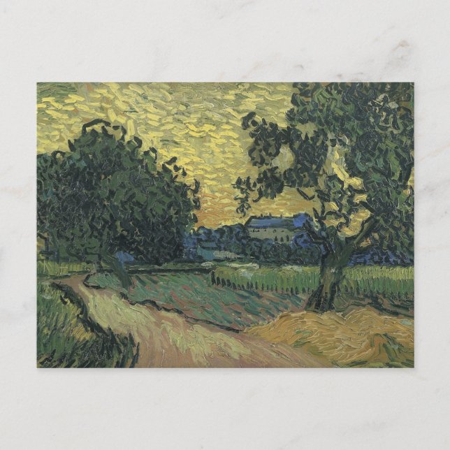 Cartão Postal Paisagem de Van Gogh ao Crepúsculo (Frente)